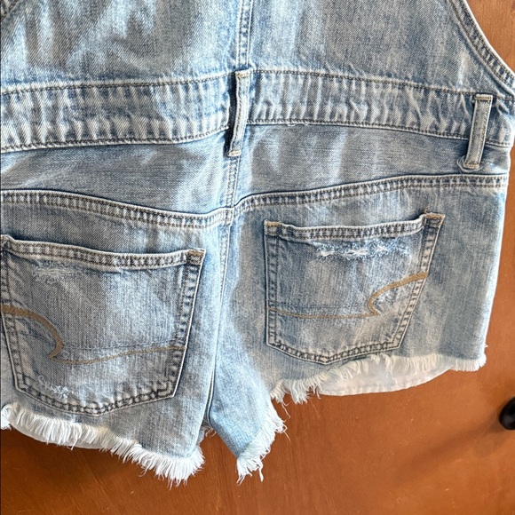 Denim Distressed Shorts Overalls - Picture 4 of 5